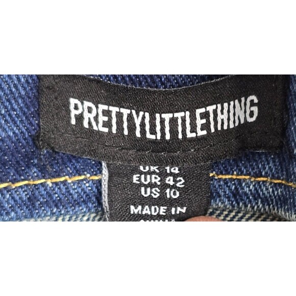 Pretty Little Thing Halter Top Denim Bra Sz 10 Blue Y2k Western Grunge Milkmaid - Picture 8 of 8
